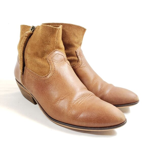 Frye And Co. Womens Size 7.5 Brown Leather & Suede Ankle Boots With Side Zipper - Picture 1 of 9